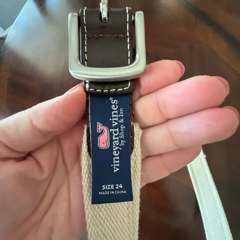 Vineyard Vines Boys' Classic Stripe Canvas Club Belt Blue White Size 24